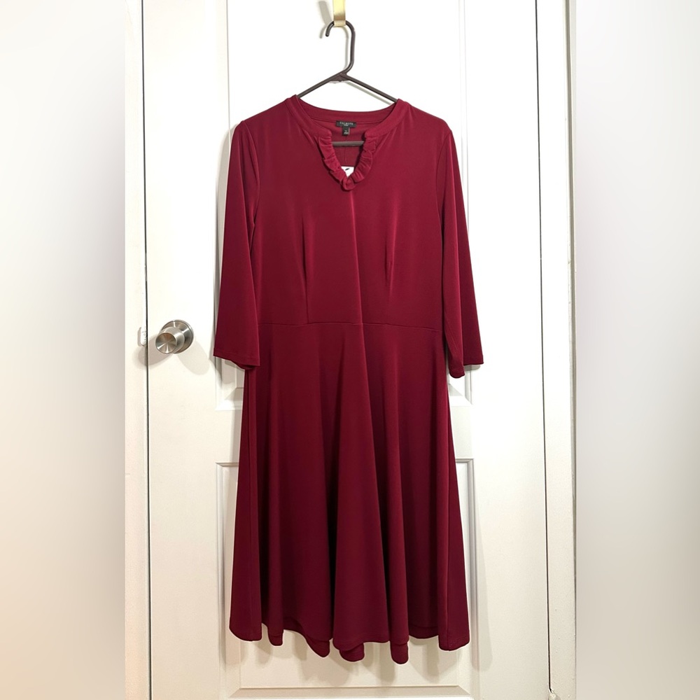 NWT Talbots Maroon/Wine Knit Fit & Flare Dress